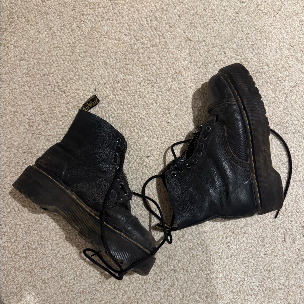 Black Leather Lace-Up Boots